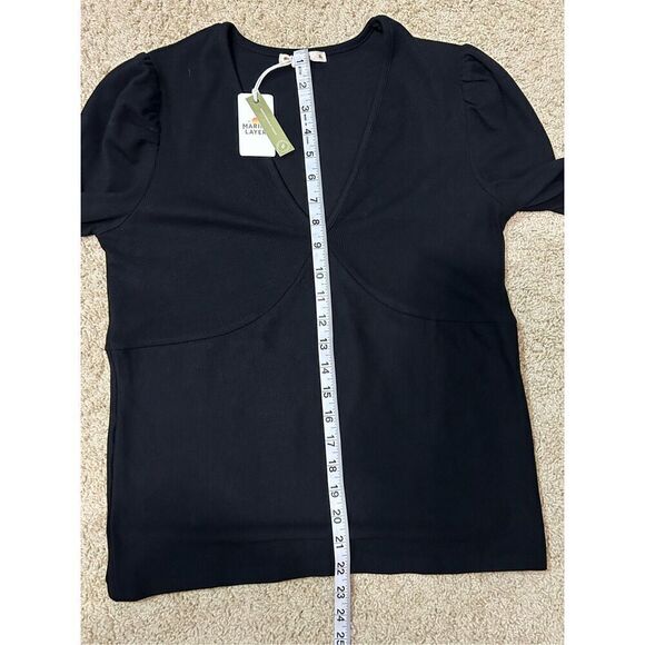 Marine‎ Layer Lexi rib v-neck black top women’s XL NEW - Picture 9 of 12